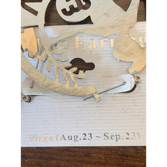 Gold Tone Virgo 2.5" Round Earrings New - Picture 2 of 4